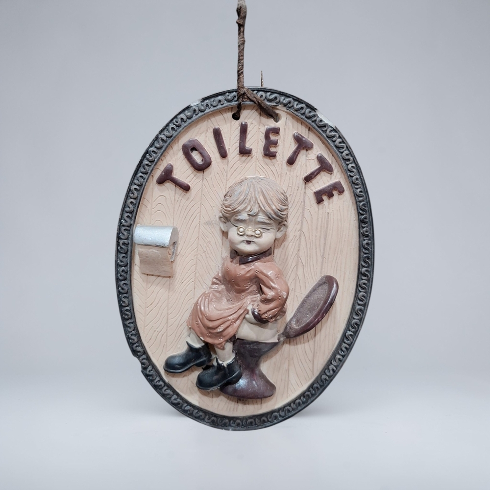 Vintage Ceramic Toilette Wall Plaques - Picture 2 of 7